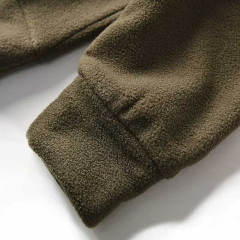 HEARUJOY  -  Men's Double-Sided Fleece Relaxed Fit Henley Neck Pullover - Warm Casual Sweatshirt for Autumn/Winter
