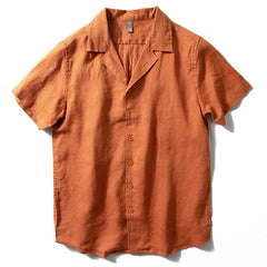 HEARUJOY  -  Men's Pure Linen Shirt Short Sleeve Summer Thin Breathable Simple Lapel Shirt Chinese Style Male Hemp Half Sleeve Blouse Tops