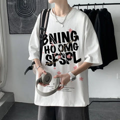 HEARUJOY  -  Men's CottonT-shirt Letters Mens Summer T Shirts White Fashion 5XL Oversized Tee Shirts Casual Tshirt for Man
