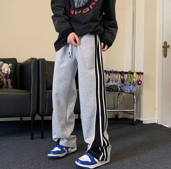 HEARUJOY  -  Loose Autumn Winter Wide Straight Baggy Trousers For Men Punk Casual Pants Man Trend Luxury Classic Streetwear Polyester Sale