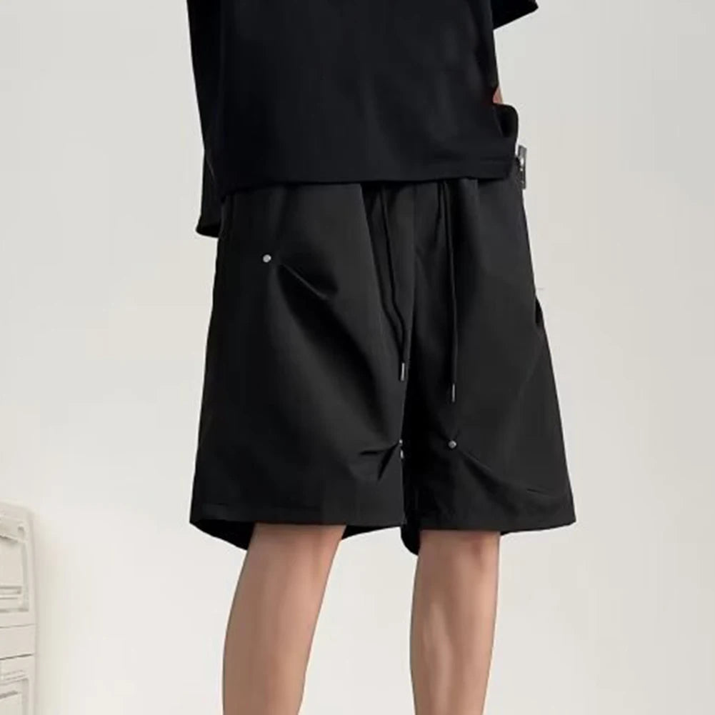 HEARUJOY  -  Pleated Design Casual Shorts Casual Shorts M XL Mens Outdoor Shorts Pleated Workwear Shorts Solid Pattern Thin Casual Pants