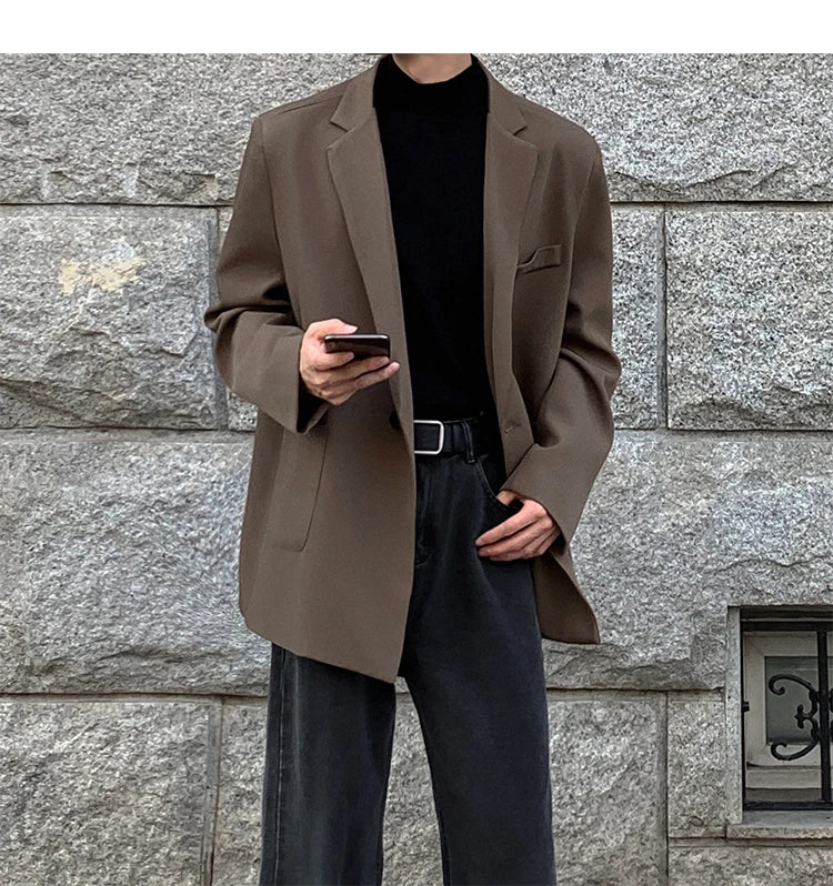 HEARUJOY  -  Spring Summer Men Formal Blazers Men Korean Fashion Loose Casual Dress Jacket Men Harajuku Social Suit Jacket Clothing