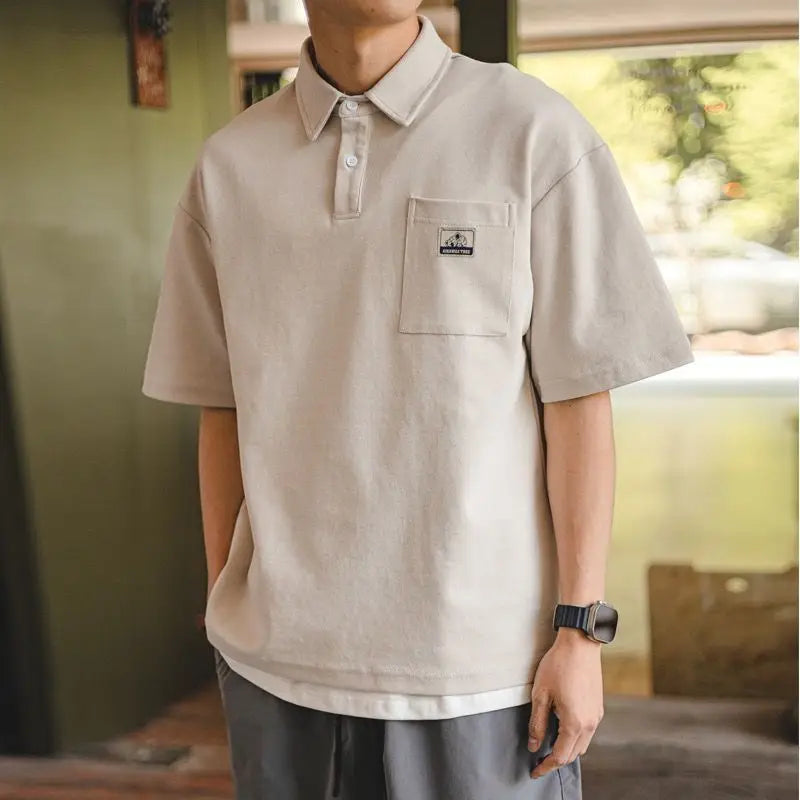 HEARUJOY  -  Polo Shirt Short-sleeved Men's Summer Trendy Collared T-shirt Loose Casual Half-sleeve Paul Shirt Top Men