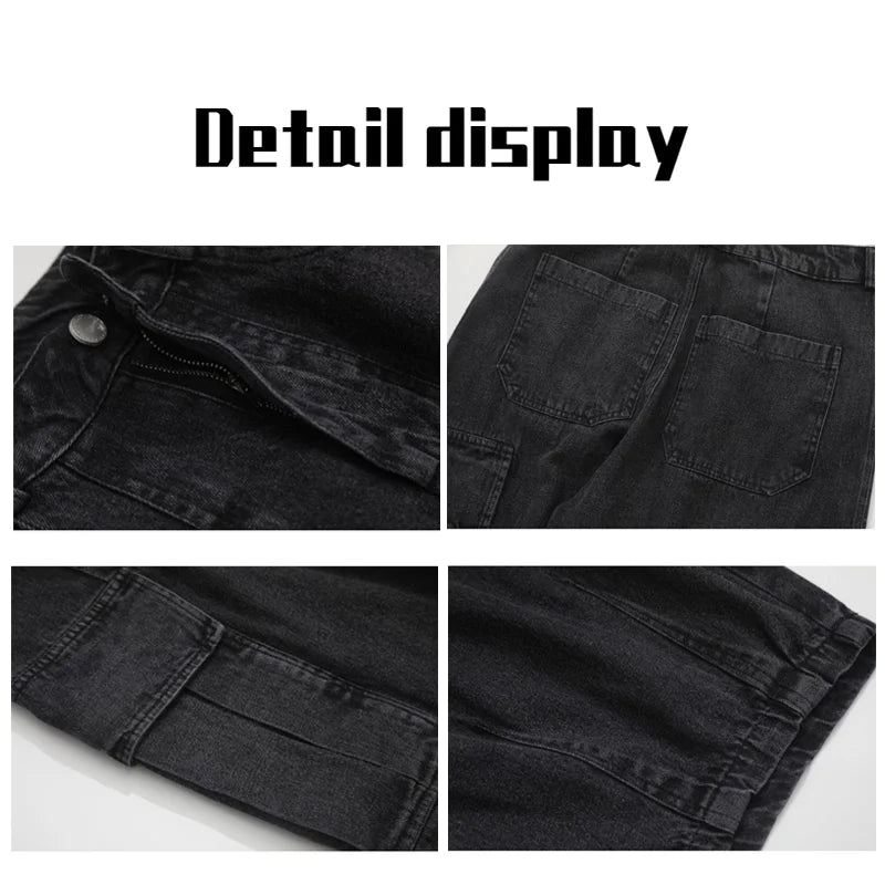 Hearujoy Baggy Jeans Trousers Male Denim Pants Black Wide Leg Pants Men's Jeans Oversize Cargo Korean Streetwear Hip Hop Harajuku