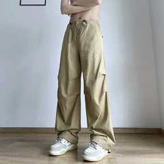Hearujoy Parachute Pants Men Japanese Wide Leg Trousers Male Summer Loose Casual Quick Drying Streetwear Hip Hop Pleated
