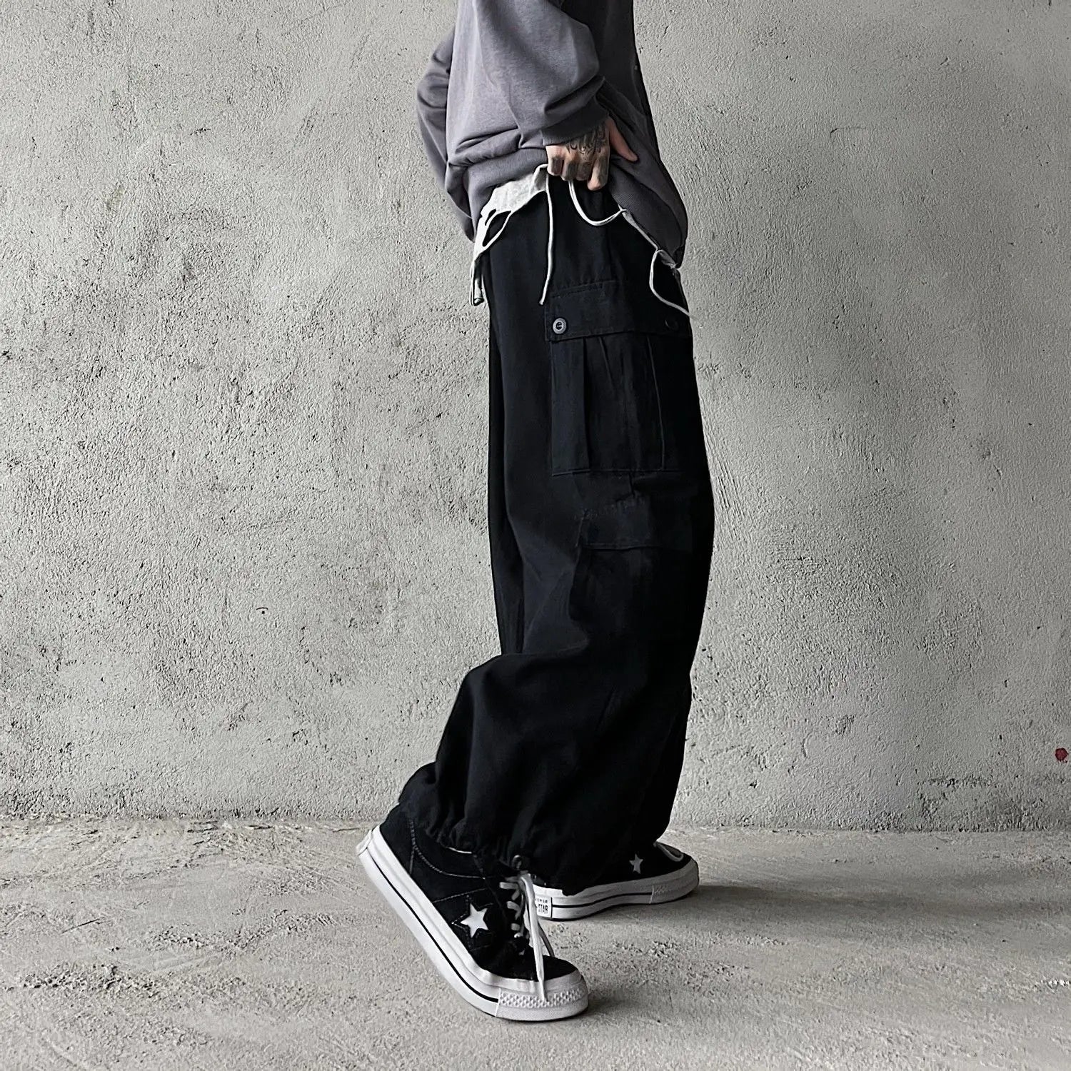 Hearujoy Vintage Y2k Baggy Pants Fashion Streetwear Wide Leg Oversize Cargo Pants Men Full-length Straight Long Trousers 2024 New