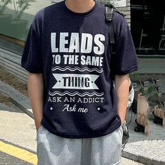 HEARUJOY  -  Korean Style Men's Tees Round Neck Letter Printing Casual Tops Contrast Color Short Sleeved Male Pullover T-shirt