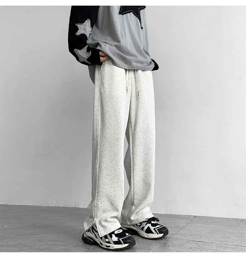 HEARUJOY  -  Black Casual Pants Men Sweatpants Oversized Wide Leg Pants Men Streetwear Loose Grey Straight Sports Pants Mens Joggers Trousers