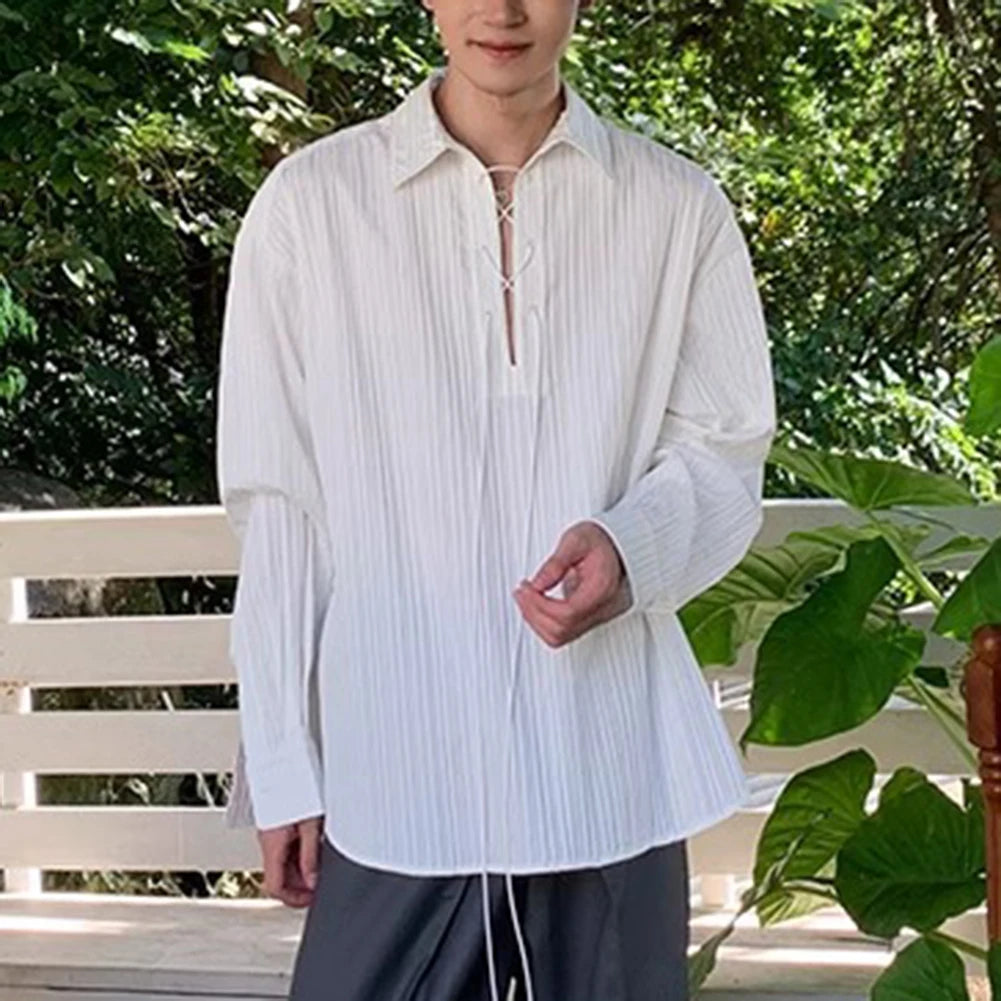 HEARUJOY  -  Casual Outing Regular Clothing Length Slight Stretch Fabric Casual Draped Long Sleeve Shirt Casual Style Shirt