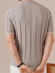 HEARUJOY  -  Cotton Linen Blend Italian Henley Collar Short Sleeve Polo Shirt Men Social Club Outfits Summer Top Thin T-Shirt Tee Shirt Homme