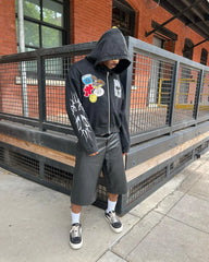 Hearujoy Hiphop zip hoodie print streetwear hoodies women graphic y2k top oversized hoodie couples harajuku sweatshirt goth women clothes