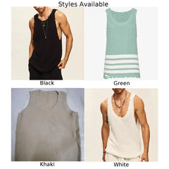 HEARUJOY  -  Vacation Daily Holiday Tank Top Men Male Vest Summer Breathable Casual Knitted Skin-friendly Sleeveless Sportwear