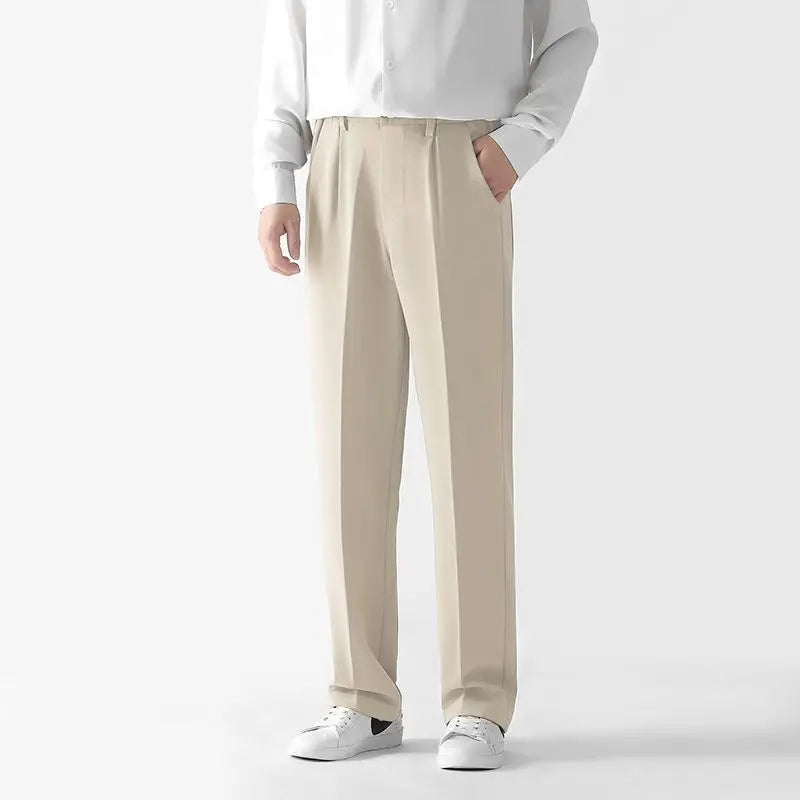 HEARUJOY  -  Anti-wrinkle-free Ironing Trousers for Men Slim Feet High-end Formal Suit Pants Casual Nine-point Pants