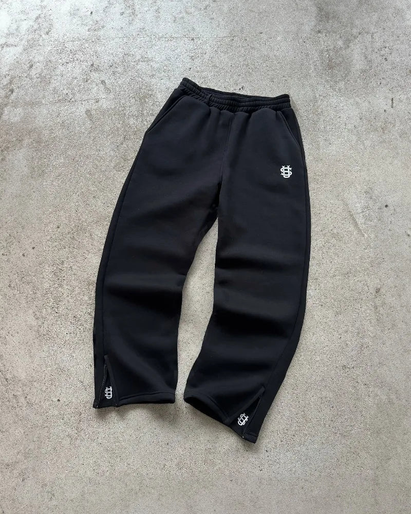 Hearujoy Y2k new women pant leg zipper embroidery design pants Streetwear retro loose straight pants Hip hop Harajuku casual sports pants