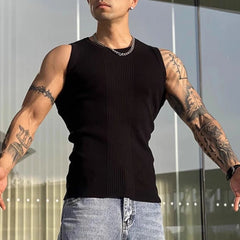 HEARUJOY  -  Mens Knit Gym Textured Casual Sports Vest Fashion Breathable Fitness Tank Top Summer Sleeveless T-Shirt Men'S Clothing