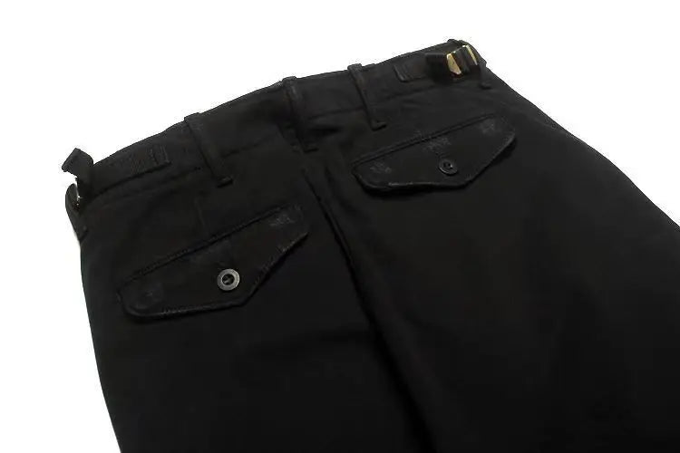 HEARUJOY  -  American Vintage Men Cargo Pants Distress Scratch Washed Cotton Straight Pants Trousers Spring Autumn Heavy Weight Casual Pant