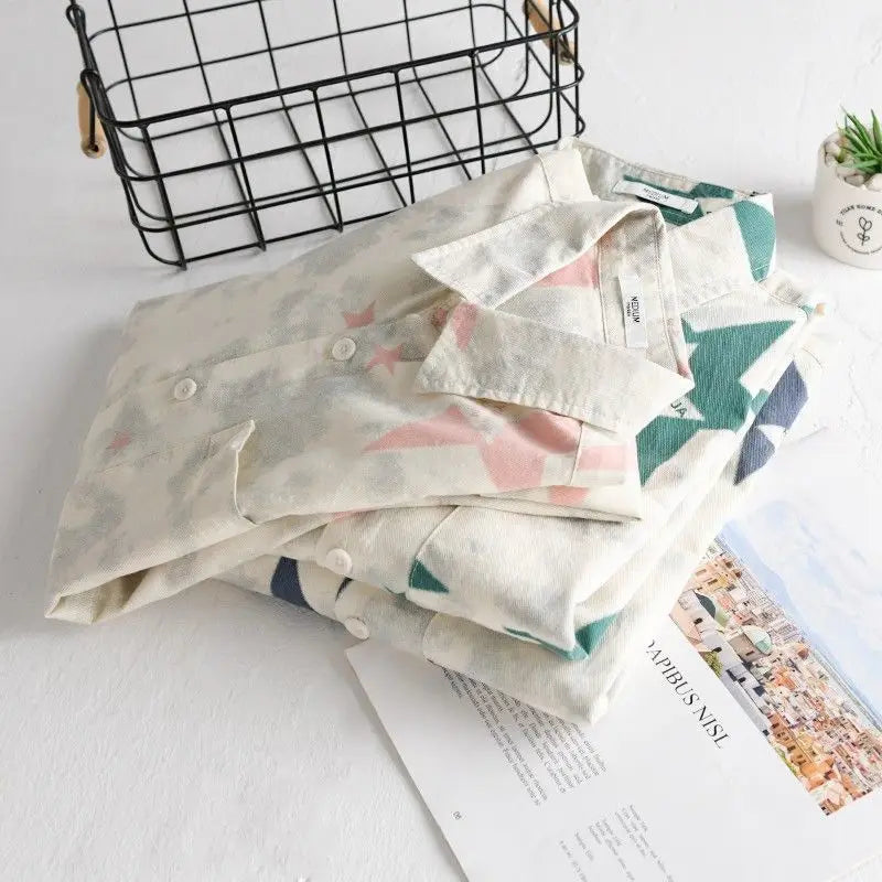 HEARUJOY  -  Spring Japanese Letters Gradient Print Men's Loose Casual Long-sleeved Shirt