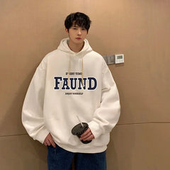 HEARUJOY  -  Men's Oversized Hoodie Off White Letter Print 5XL Hoodies with Hat Over size for Men Man Hoody Casual Wear Male Sweatshirt