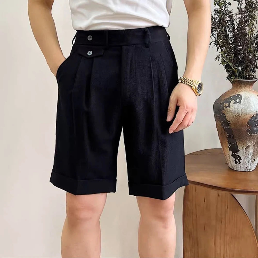 HEARUJOY  -  Mens Business Casual Shorts Spring Summer Breathable Daily Plain Comfortable Versatile Fashion Shorts Men'S Clothing 2025 New