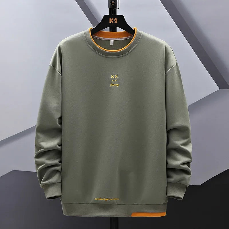 HEARUJOY  -  Men Sweatshirts 2025 Spring Autumn Casual Pullover for Male Oversize Hoodies Letter Embroidery Loose Tops Hip Hop Streetwear