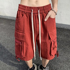 HEARUJOY  -  Summer Work Shorts Men's High Street Fashionable Casual Straight Pants Japanese Loose Multi-pocket Sports Pockets Pants