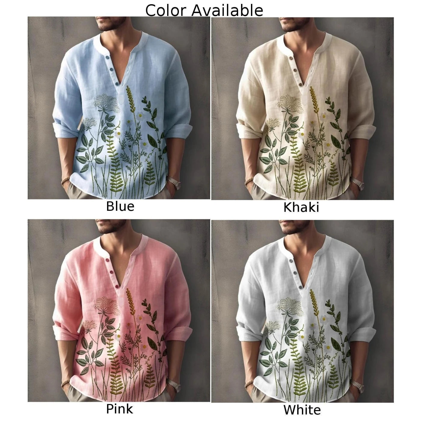 HEARUJOY  -  Blouse Men Shirt Party Traveling Single Breasted Solid Cotton Summer T Shirt Henley Tops Lightweight Turn-down