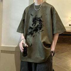 HEARUJOY  -  Man Tee Shirts Cotton Oversized O Neck Watercolor T Shirt for Men Luxury High Quality Cool New In Cheap Clothes Party Summer Top