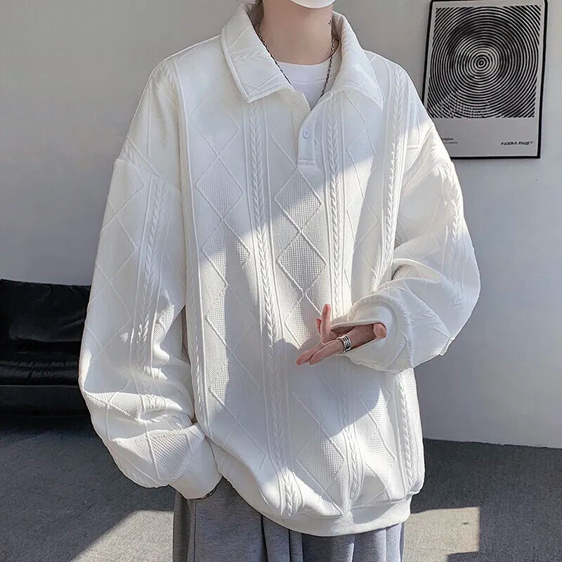 HEARUJOY  -  Spring Lapel Hoodie Men Fashion Casual Pullover Sweatshirt Men Streetwear Korean Loose Casual Hoodie Men Oversized Hoody M-3XL