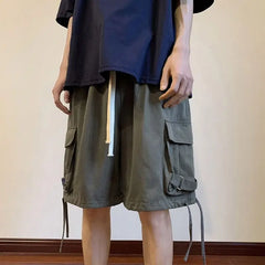 HEARUJOY  -  Summer Workwear Men's Trendy Loose Straight Large Pocket Casual Beach Shorts