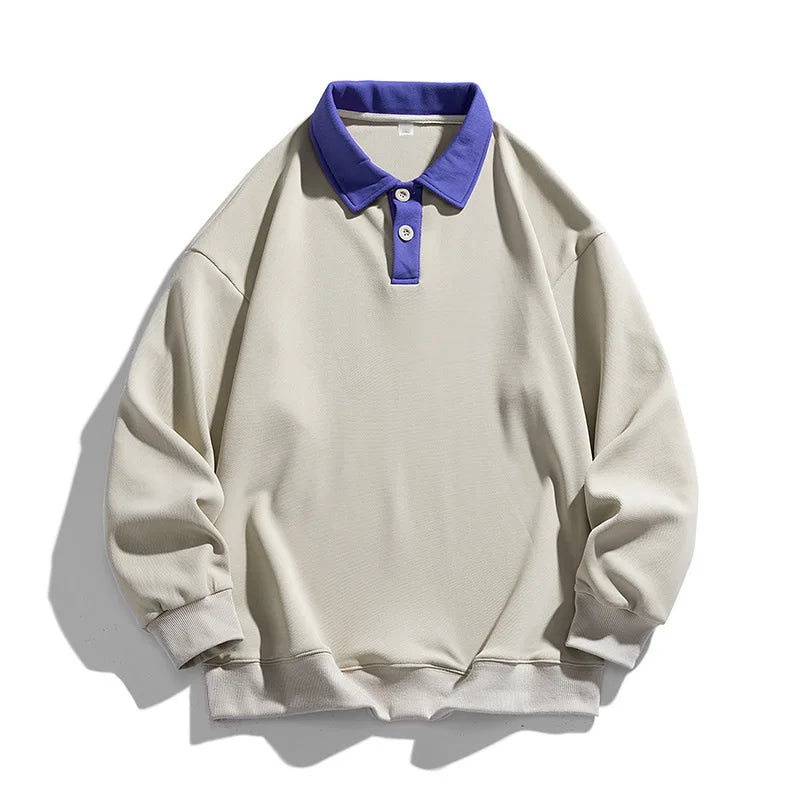 HEARUJOY  -  Men Loose Fit Long Sleeve Hooded Sweatshirt Vintage Streetwear Hong Kong Style Pullover Top For Casual Spring Autumn Outfits