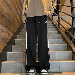 Hearujoy Striped Autumn and Winter Trousers Sweatpants for Men Wide Leg Straight Xxxl Slacks Korean Style Luxury Elastic Man Sports Pants