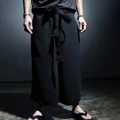 HEARUJOY  -  XS-6XL Y2k Belt Dark Style Casual Skirt Pants Genderless Unisex Streetwear Fashion Versatile Samurai Pants Hakama Pants 2025 New