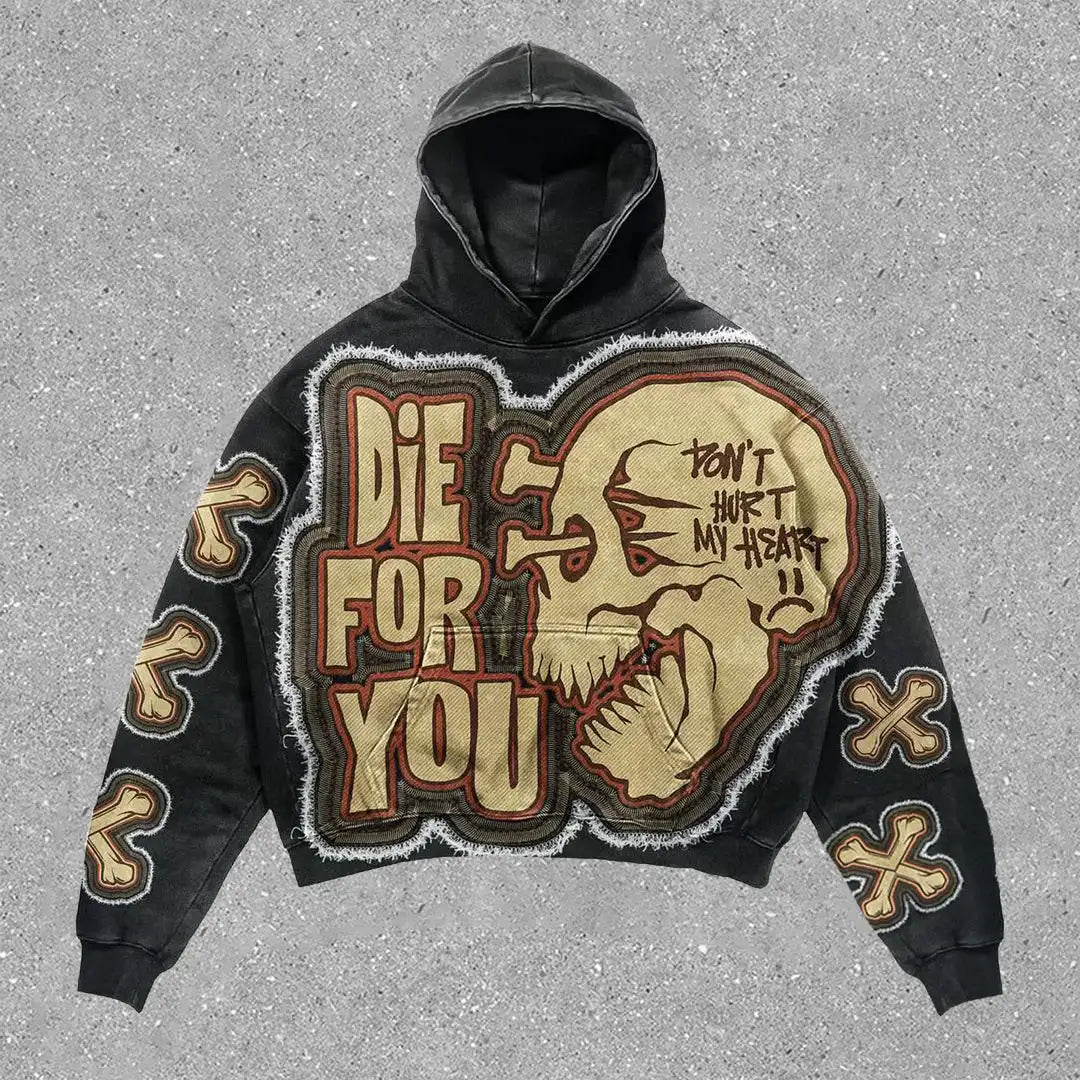 Hearujoy Harajuku skull letter print streetwear hiphop hoodies women graphic y2k top oversized hoodie sweatshirt goth women clothes
