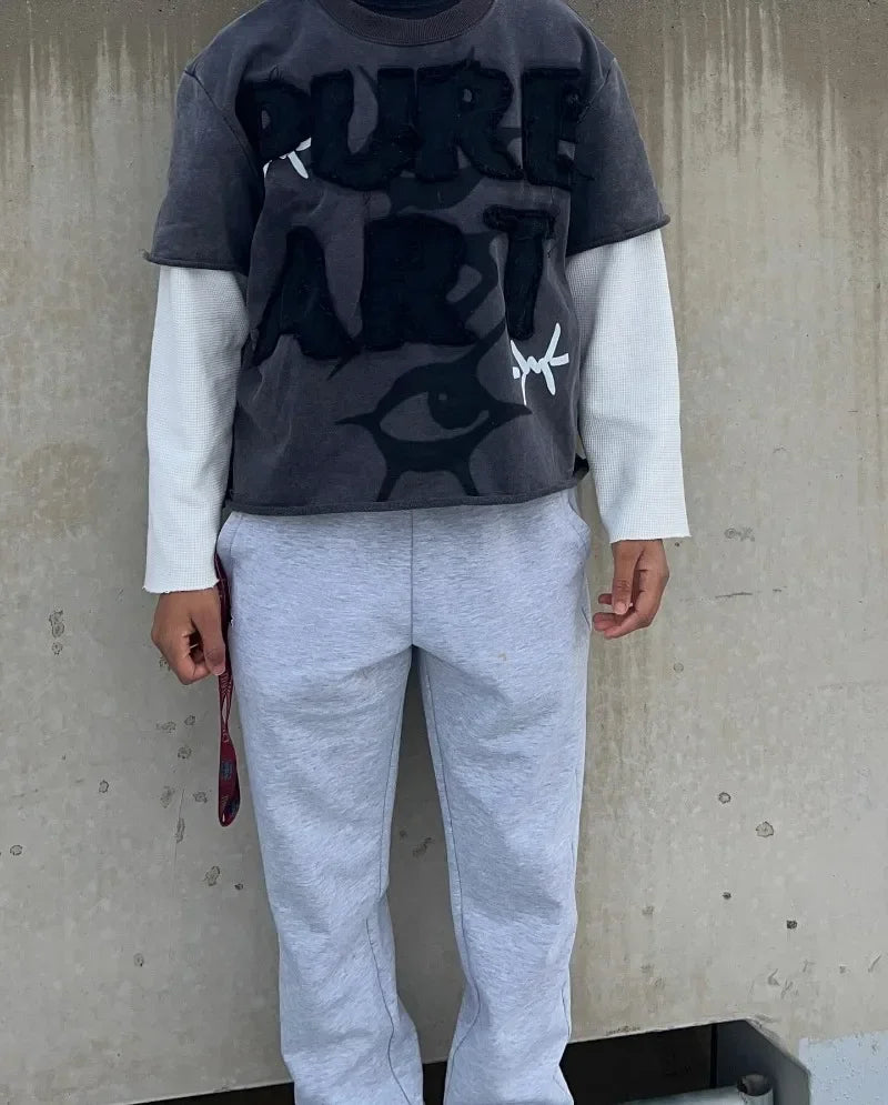 Hearujoy Y2K New Retro Letter Embroidered Long Sleeve American Street Hip Hop Harajuku Fashion Gothic Punk Casual Loose Couple Sweatshirt