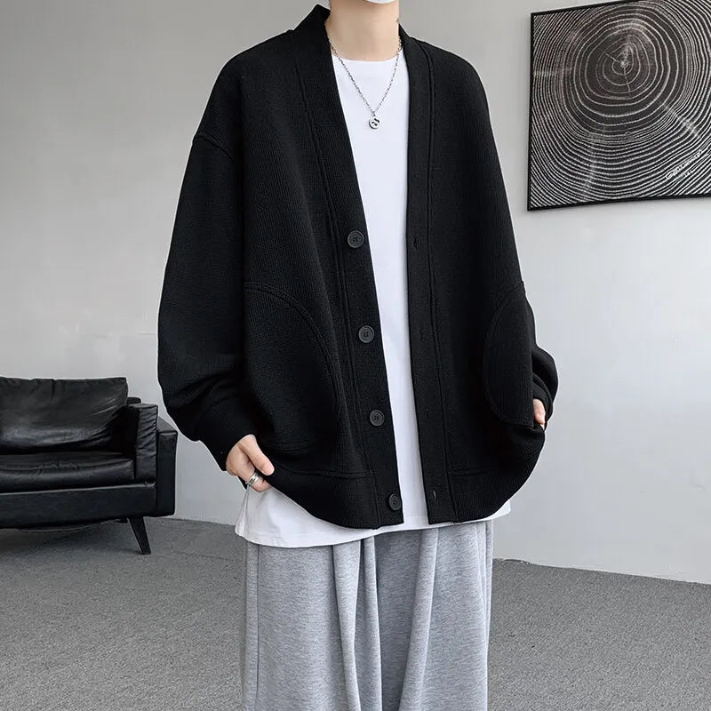 HEARUJOY  -  Autumn Spring 2025 Hoodie Sweatshirt Men's Hip Hop Loose Black Grey Cardigan Streetwear Casual Fashion Clothes OverSize S-5XL