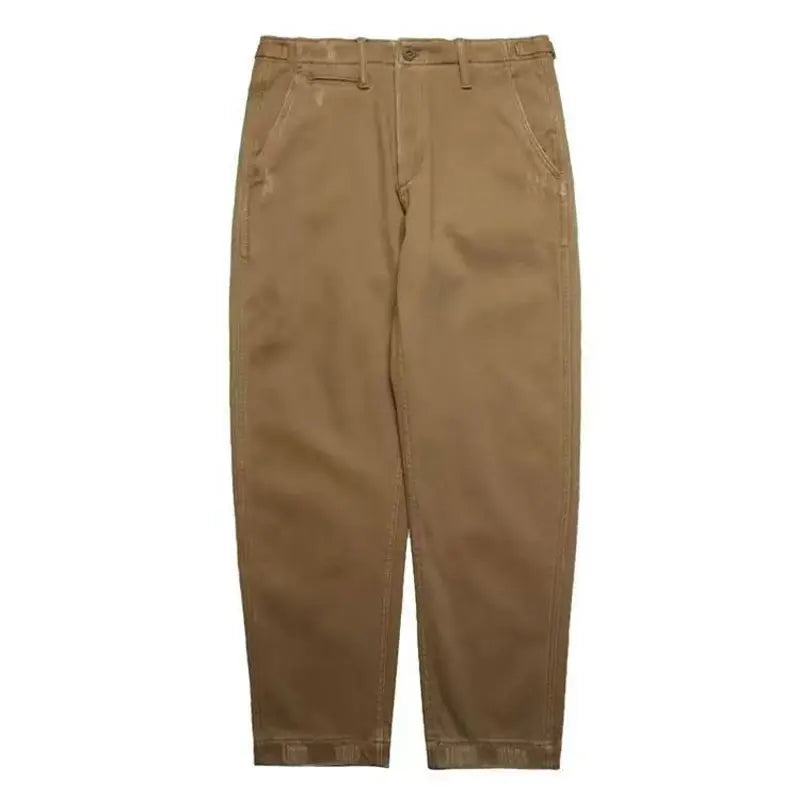HEARUJOY  -  American Vintage Men Cargo Pants Distress Scratch Washed Cotton Straight Pants Trousers Spring Autumn Heavy Weight Casual Pant