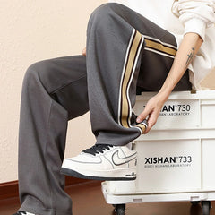 HEARUJOY  -  New American Streetwear Pants Men Autumn Fall Casual Sports Pants Fashion Classic Side Stripes Matching Color Pants
