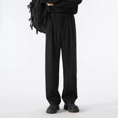 HEARUJOY  -  Men's Straight Casual Trousers Hong Kong Style Retro Fashion Simple Loose Versatile Commuting Daily 2025 New Men's Clothing