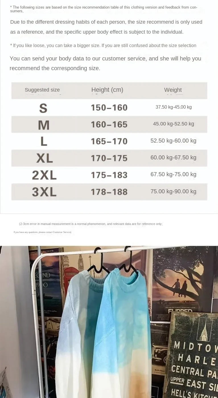 HEARUJOY  -  Men's Crew Neck  Loose Contrast Gradient Knitted Sweater