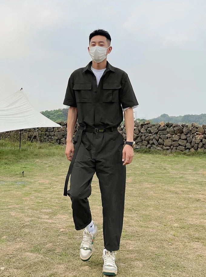 HEARUJOY  -  Male Shirts Trousers Sets Plain Green Men's Pants Set Essential Luxury Fashion Man 2025 Loose Kpop Novelty in Trends Costumes