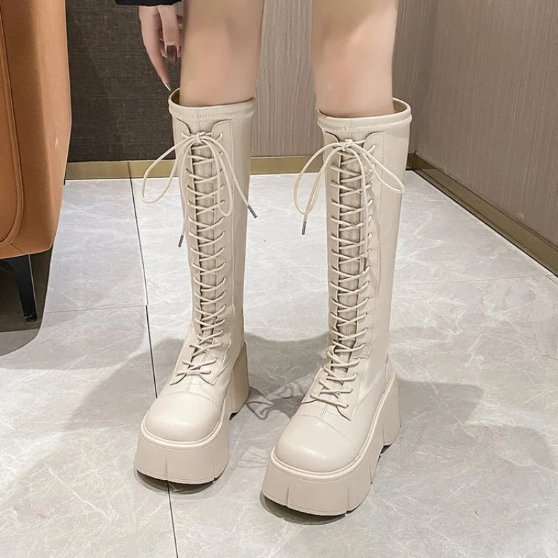 Hearujoy  Mid Calf Boots Women Winter Boots Woman Ankle Boots Soft Lace-up Ladies Chelsea Zipper Botas Mujer Platform Heel Ladies Shoes