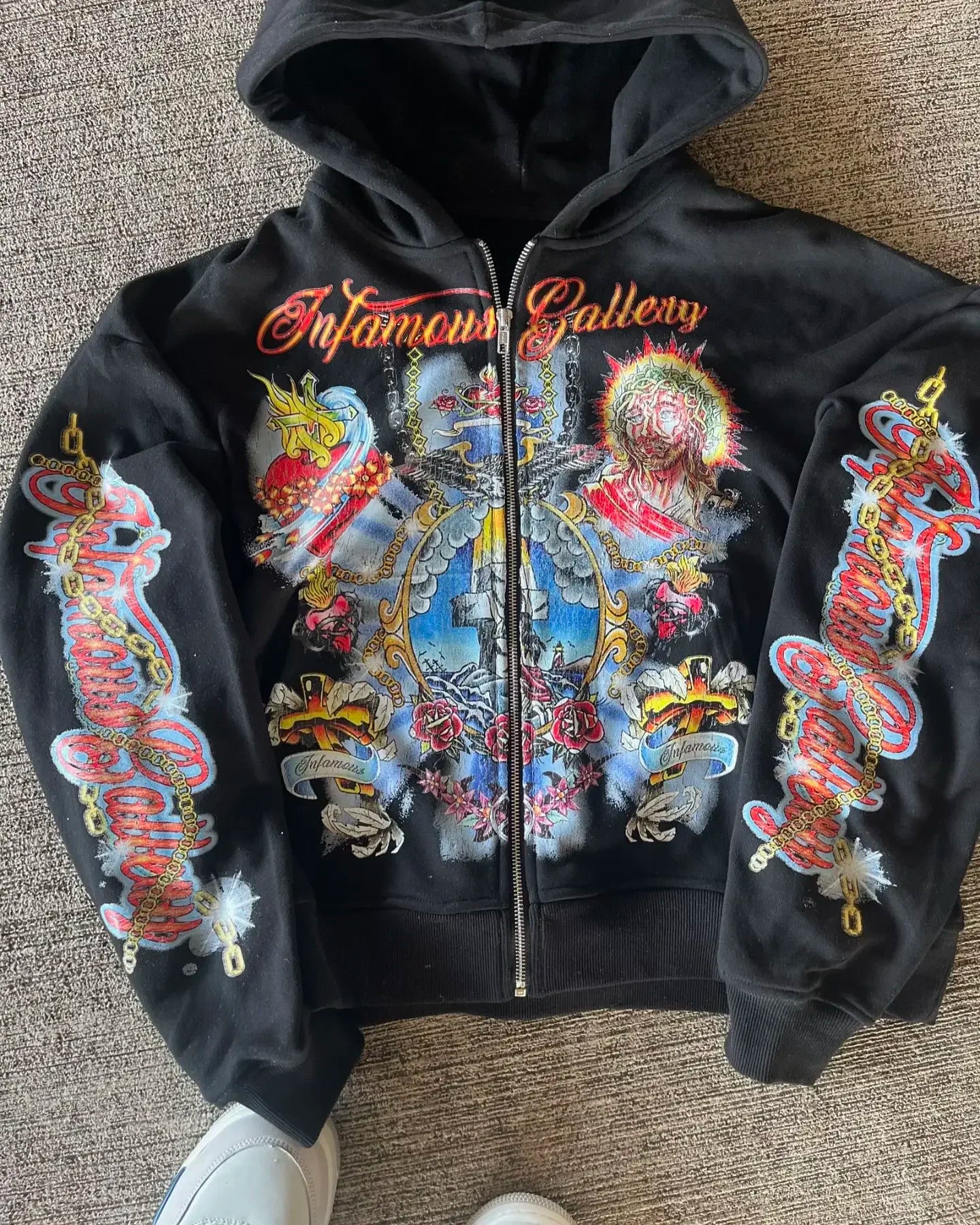 Hearujoy Dark letter devil print hoodie American retro goth fashion loose rock Harajuku versatile couple trend sports y2k top hot sale