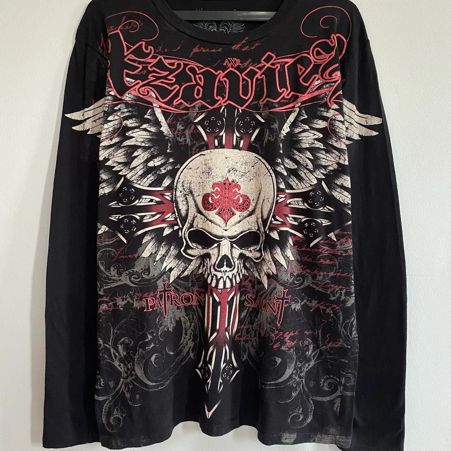 Hearujoy Affliction Long sleeved T shirt Y2K Fashion New Round Neck Oversized T shirt Mens Womens Casual Tops Streetwear Gothic Clothing