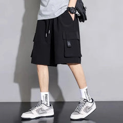 Hearujoy Work Shorts Men's Summer Thin Sports Outer Wear Ice Silk Casual Men's Five Points Medium Pants