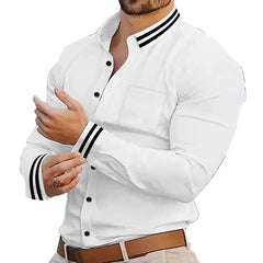 HEARUJOY  -  Evening Dress Party Business Dress Shirts Lapel Shirts Black Solid Color Casual Wear Lapel Collar Polyester Fabric Daily Wear