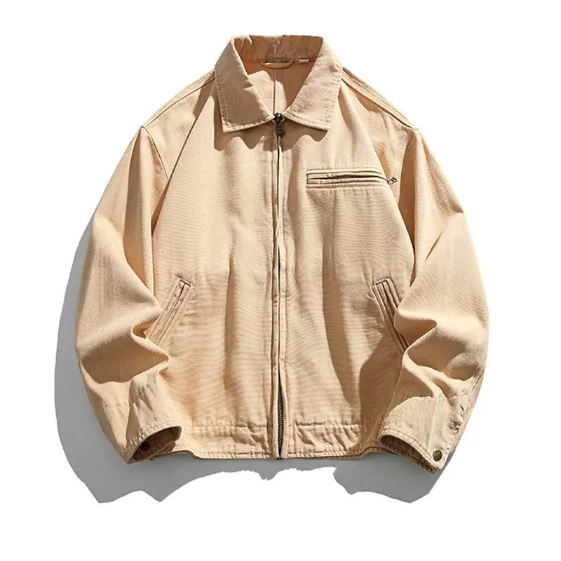 HEARUJOY  -  Japan Vintage Detroit Jacket Hand-Brushed Washed Canvas Artisan Dyed Workwear Overshirt Heritage Notch Collar Coats