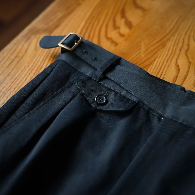 HEARUJOY  -  Vintage Gurkha Pants Men British Style High Waist Casual Straight Trousers Spring Autumn Fashion Loose Ankle-Length Naples Pant