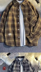 HEARUJOY  -  Plaid Shirt Men's Long Sleeve Student Fashion Brand Loose Jacket