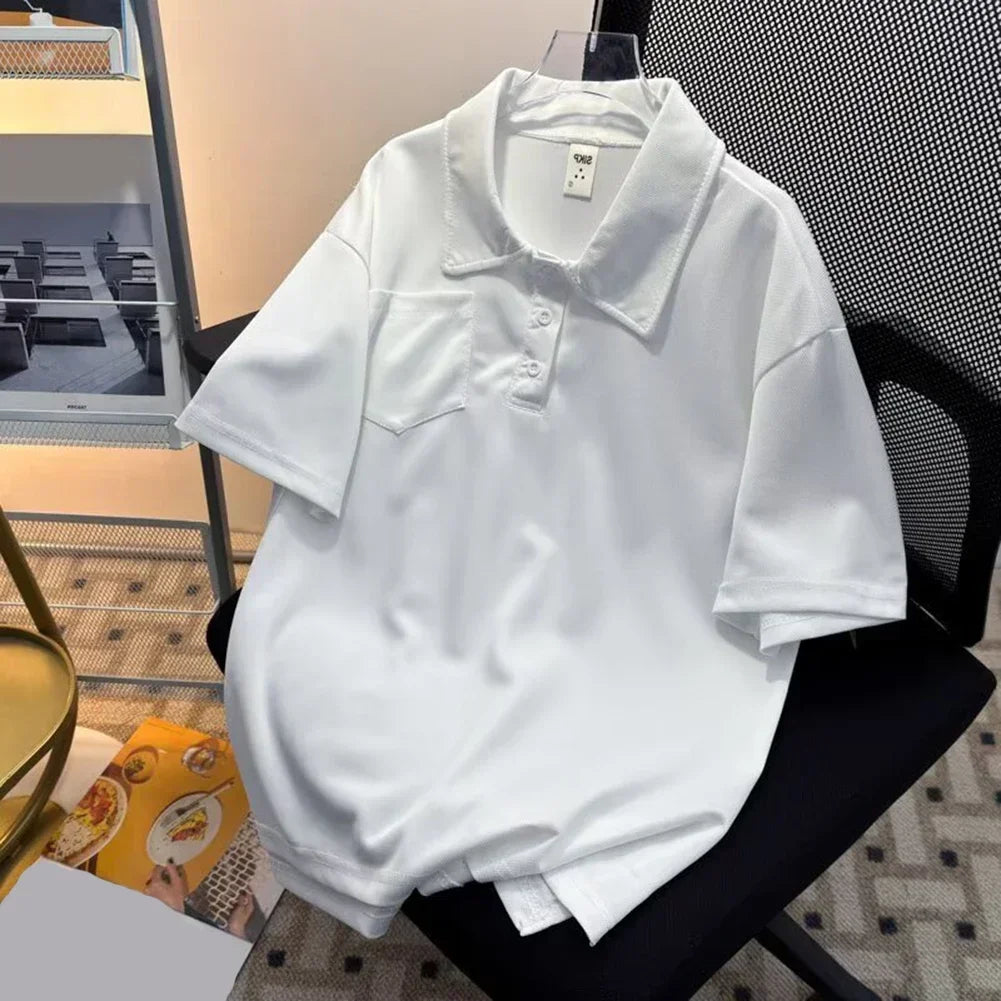 HEARUJOY  -  Casual Outing 2XL Men Summer T-Shirt Men's Casual Summer Tops Short Sleeve Shirt Casual Fashion Lapel Neckline Regular Length