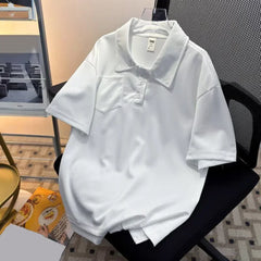HEARUJOY  -  Casual Outing 2XL Men Summer T-Shirt Men's Casual Summer Tops Short Sleeve Shirt Casual Fashion Lapel Neckline Regular Length